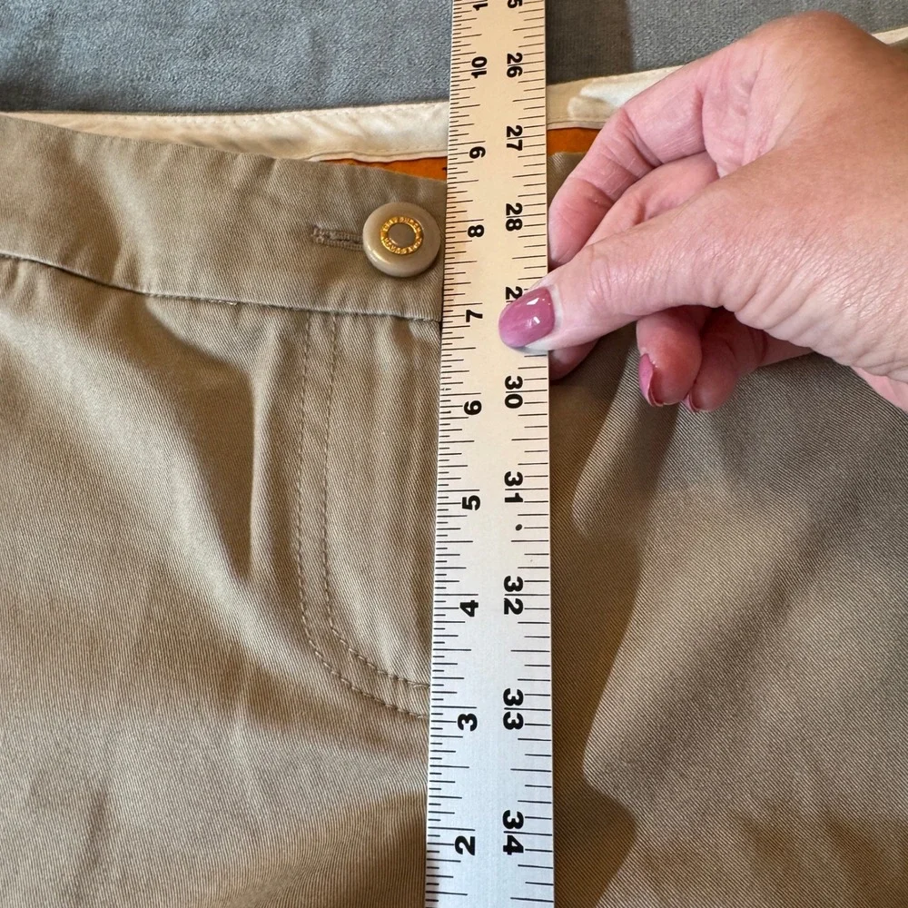 Tory Burch Womens Straight Leg Crop Pant 2 Tan Khaki Cotton Twill Preppy Classic